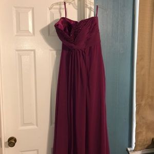 Ankle length plum bridesmaids dress